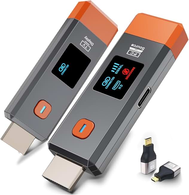 Wireless HDMI Transmitter and Receiver 328ft/100m Extender 1080P Output | Ultra HD 4K Decode Input Plug&amp;Play Portable 2.4G/5.8G for Video and Audio to Monitor from PC/Projector/TV Box LED Display