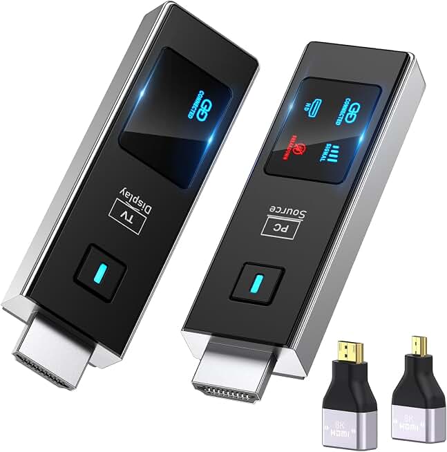 2026 New Wireless HDMI Transmitter and Receiver, 360FT/110M Extender 4K Decode 1080P@60Hz Output with LED Display, Plug&amp;Play 5.8+2.4G Streaming Video/Audio from PC/Laptop/TV Box to Monitor