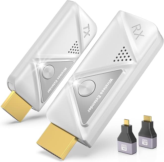 Wireless HDMI Transmitter and Receiver, Plug&amp;Play Wireless Extender | Supports 328FT/100M, 4K Decode 1080P Output, Dual-Band 2.4G/5G, for Streaming Audio/Video from Laptop/TV Box to Monitor