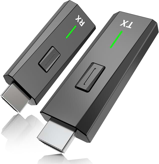 Upgraded Wireless HDMI Transmitter and Receiver 328FT/100M Plug and Play | 4k Decode 1080P Output Wireless HDMI Extender 2.4G/5GHz, for Video and Audio to Monitor from Laptop/PC/Projector/TV Box