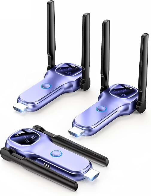Wireless HDMI Transmitter and 2 Receivers with LED Status Display | Dual Antennas up to 656ft, 5G+2.4G Dual-Band, Plug &amp; Play, 1080P 60Hz, Ultra-Low Lag, Works with PCs, Projectors, TVs &amp; More