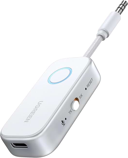 UGREEN Airplane Bluetooth 6.0 Transmitter Receiver for 2 Airpods or Headphones, Airplane Travel Essentials 2-in-1 Wireless Bluetooth Adapter, 3.5MM AUX Jack Adapter on Flight, TV, Car Stereo