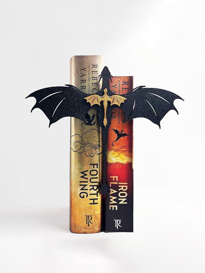 TwoDays Dragon Wing Inspired Bookshelf Display Decor - Romantasy Romance Merch, Fantasy Book Accessories Merchandise, Gifts for Bookish Book Lovers Library (8.5'' x 6.8'')