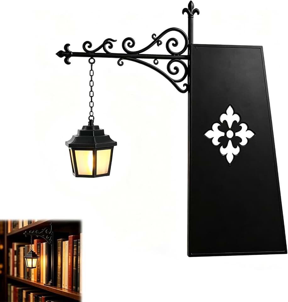 Library Lantern Mini Bookshelf Lamp, Hanging Lantern Book Shelf Light | Vintage Library Lantern-decorative Bookshelf Lighting, with Warm LED Glow, Gifts for Book Lovers (Style1)