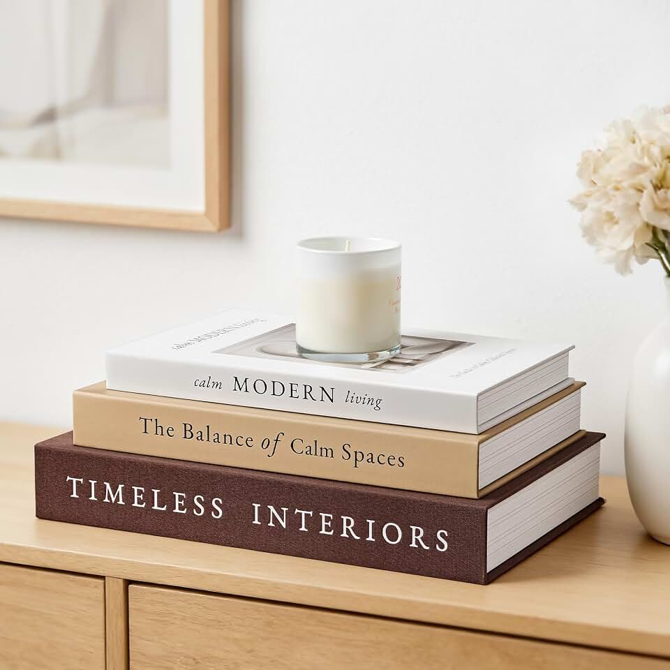 JARLINK Decorative Books, Set of 3 Stackable Fake Book Storage Boxes, Brown | Modern Home Decoration with Hidden Storage Room for Photos &amp; Keepsakes, Styling Decor for Coffee Tables, Shelves, &amp; Mantels. Global Recycled Standard