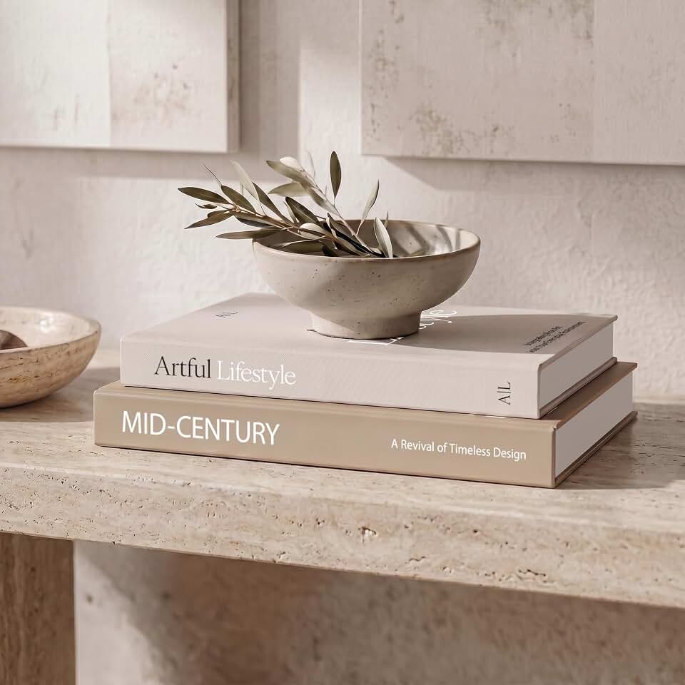 Aesthetic Decorative Books Set of 2 - Stylish Boxes for Coffee Table Decor | Beautiful Modern Home Decoration for Your Bookshelf or Mantel Decor - Fake/Faux Books as Photo Storage and Keepsake Box