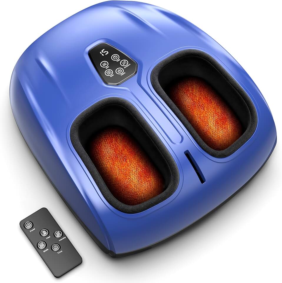 Shiatsu Foot Massager for Neuropathy with Heat and Remote Control | for Plantar Fasciitis,Pain Relief for Feet,Deep Kneading,4 Modes 5 Levels,Auto Shut-Off,Gifts for Women Men Mom Dad