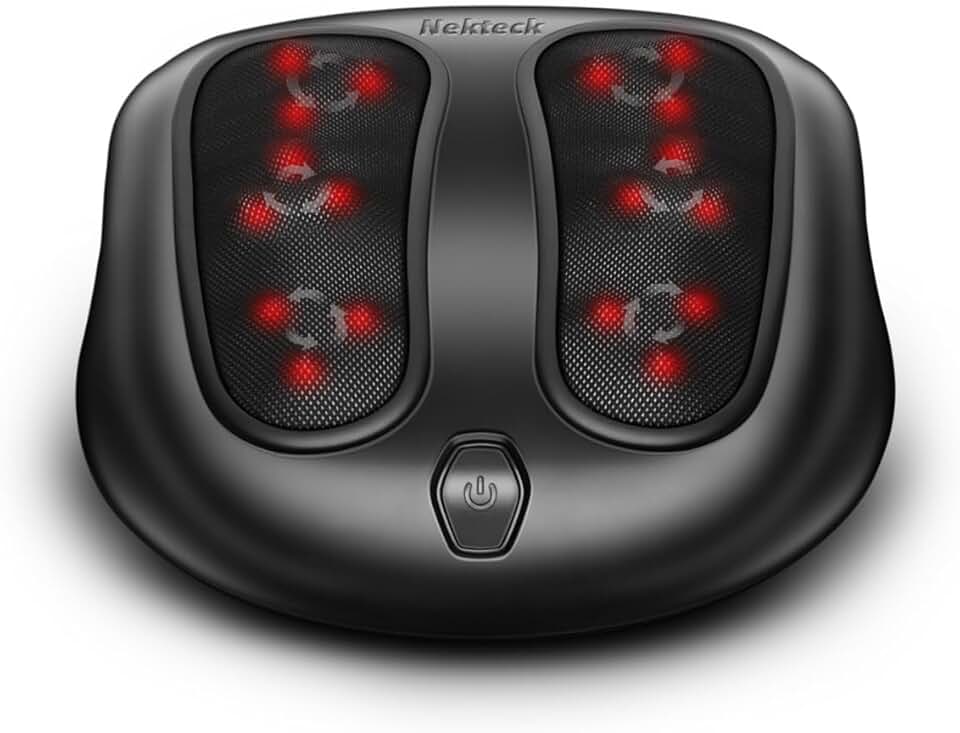 Nekteck Foot Massager with Heat, HSA Eligible FSA Massage Tools Gifts | Shiatsu Heated Electric Kneading Foot Massager Machine for Plantar Fasciitis, Built-in Infrared Heat Function and Power Cord