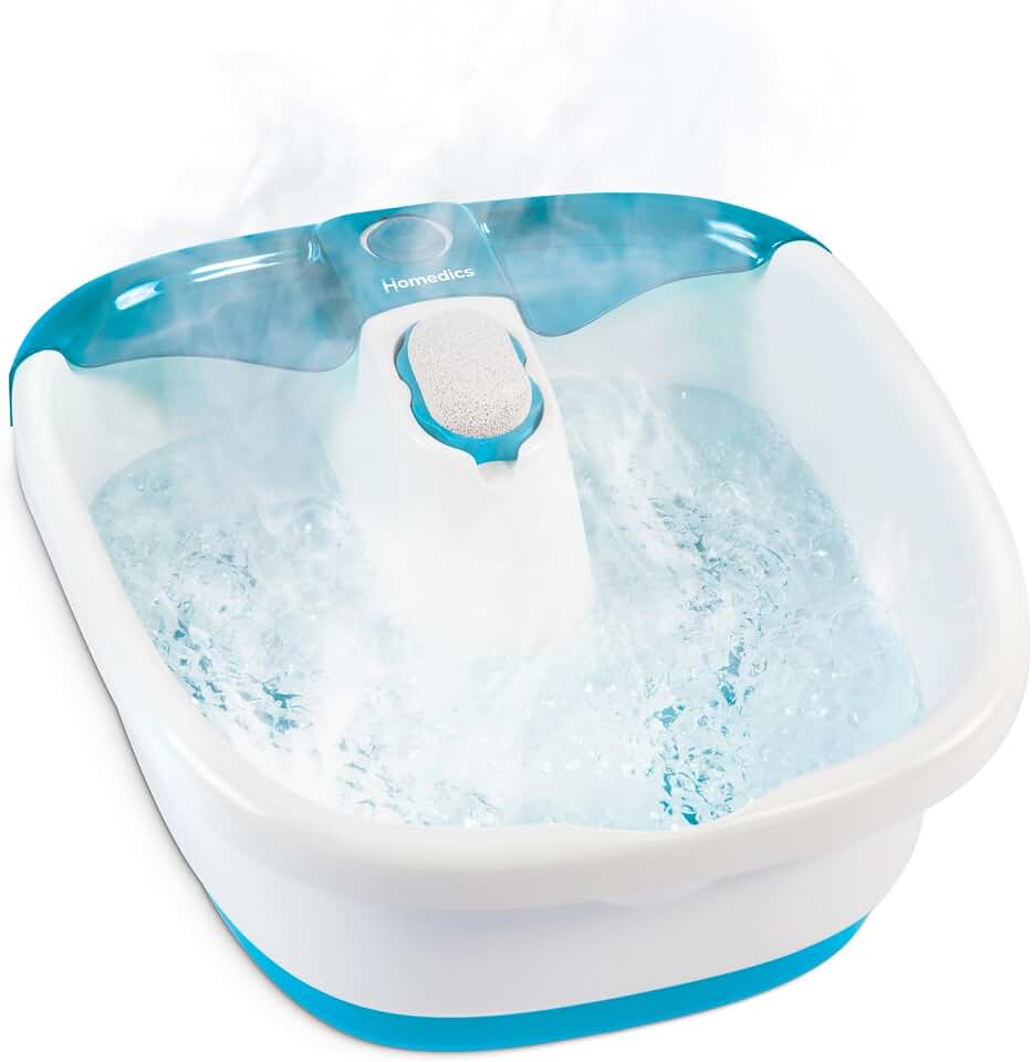 Homedics Bubble Mate Foot Spa, Toe Touch Controlled Foot Bath | with Invigorating Bubbles and Splash Proof, Raised Massage Nodes and Removable Pumice Stone
