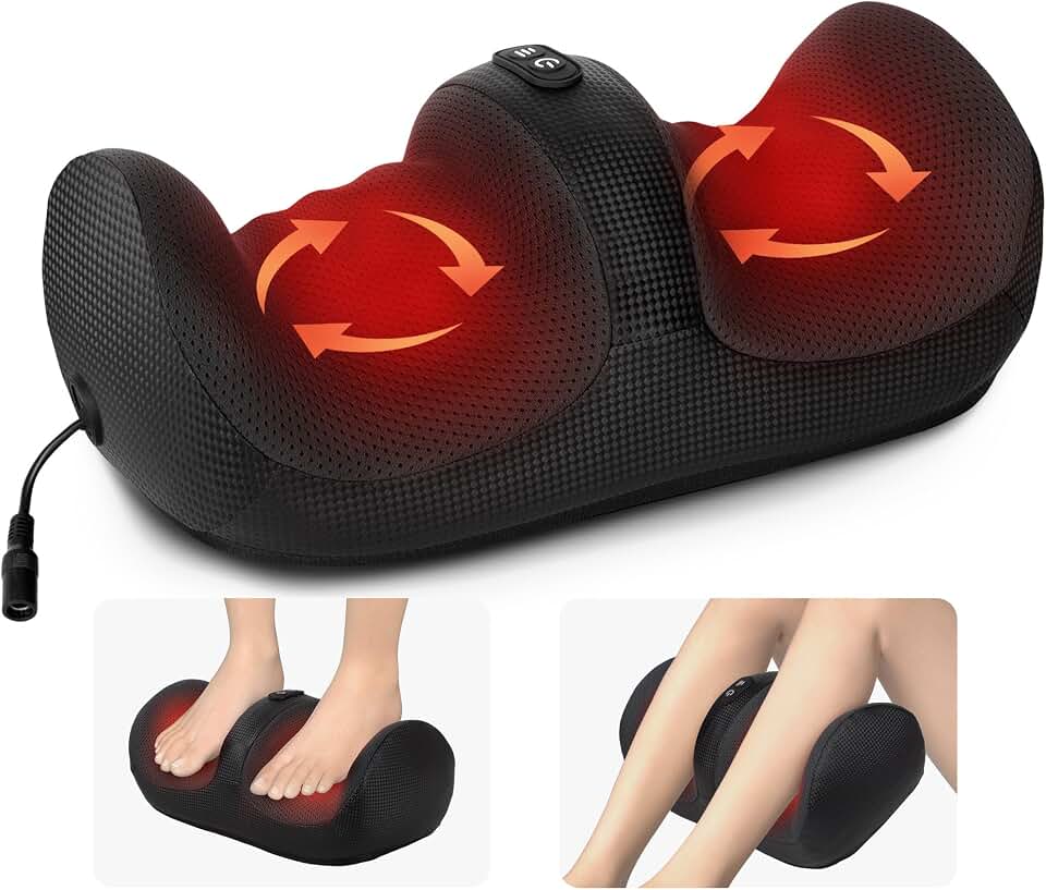 Medcursor Foot Massager with Heat - Foot and Calf Massager with Massage Roller, Deep Massage for Plantar Fasciitis, Pain Relief, Neuropathy, Relax for Home or Office Use (Not Cordless) Global Recycled Standard