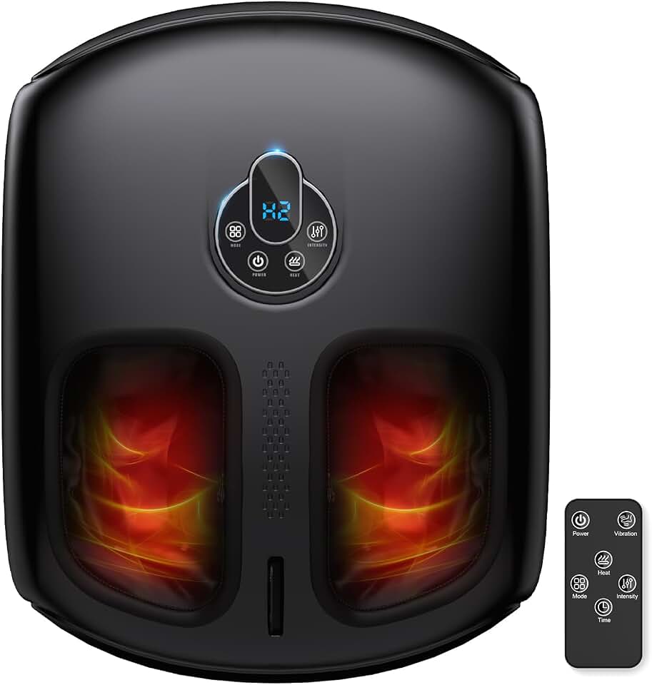 Foot Massager with Heat, 4 Modes &amp; Vibration &amp; Compression &amp; Rolling for Feet Toes Relief, Electric Shiatsu Foot Massager with Remote, Fits Up to Men's Size 12, Gift for Women Men Father's Day