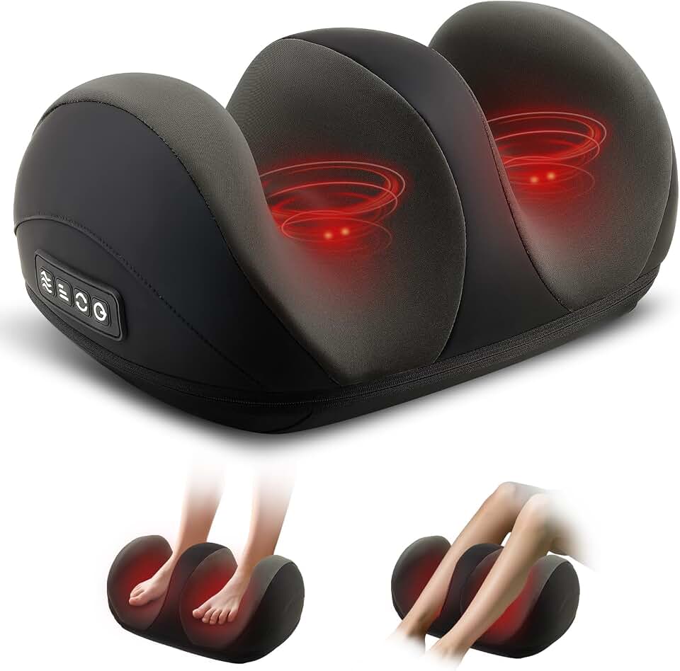 Shiatsu Foot Massager, Foot and Calf Massager with Heat, Black | 3 Intensity Levels, Heating, Auto Shut Off, for Feet, Calves, Arms and Ankles, for Plantar Fasciitis, Pain Relief Global Recycled Standard