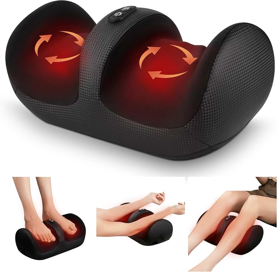 Nekteck Foot Massager with Heat &amp; Foot Roller, Shiatsu Calf Leg Massager | for Circulation and Neuropathy Pain Relief for Feet Care Home Office Gadgets Relaxing Massage Tools Gifts for Women Men Dad