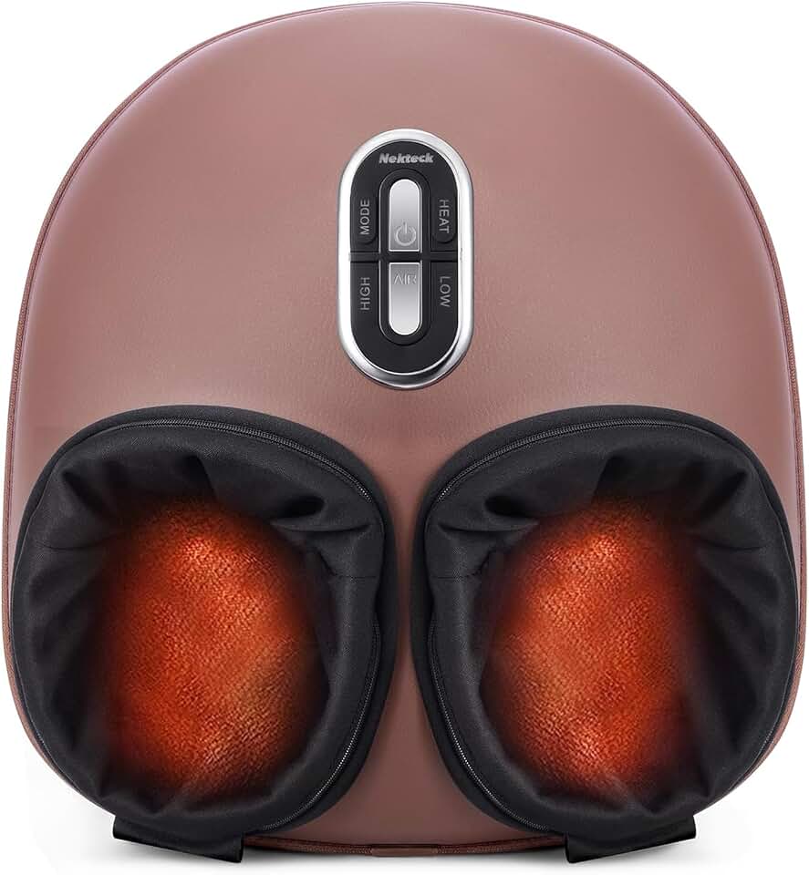 Nekteck Shiatsu Foot Massager with Heat &amp; Air Compression Deep Kneading | 2026 Upgraded Feet Massager, 3 Modes Massage Improve Blood Circulation Foot Wellness Plantar Fasciitis, Fits Size to US 13 Global Recycled Standard