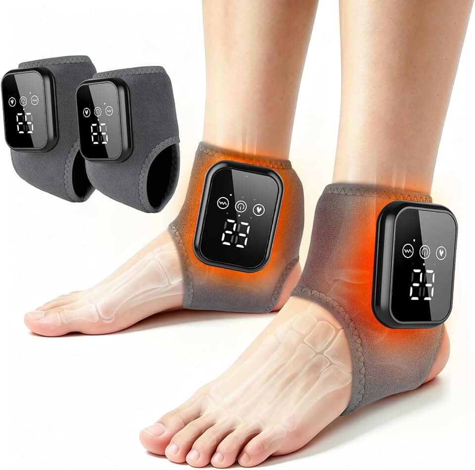 2PCS Foot Renew Massager for Neuropathy, 3-in-1 Cordless &amp; Portable Foot and Ankle Massager, 3 Vibration Modes &amp; 3 Heat Settings, Foot Massager for Heel, Arch &amp; Ankle Relief, Ideal for Home &amp; Travel