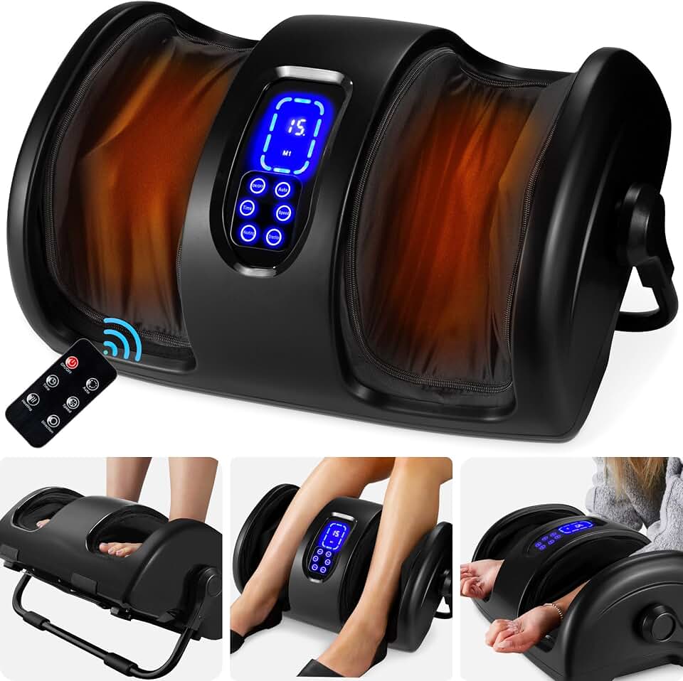 Best Choice Products Shiatsu Foot Massager with Heat for Plantar Fasciitis &amp; Neuropathy, Kneading Foot &amp; Calf Massager with Remote, 360° Adjustable Handle, Rolling &amp; Compression Massage - Black