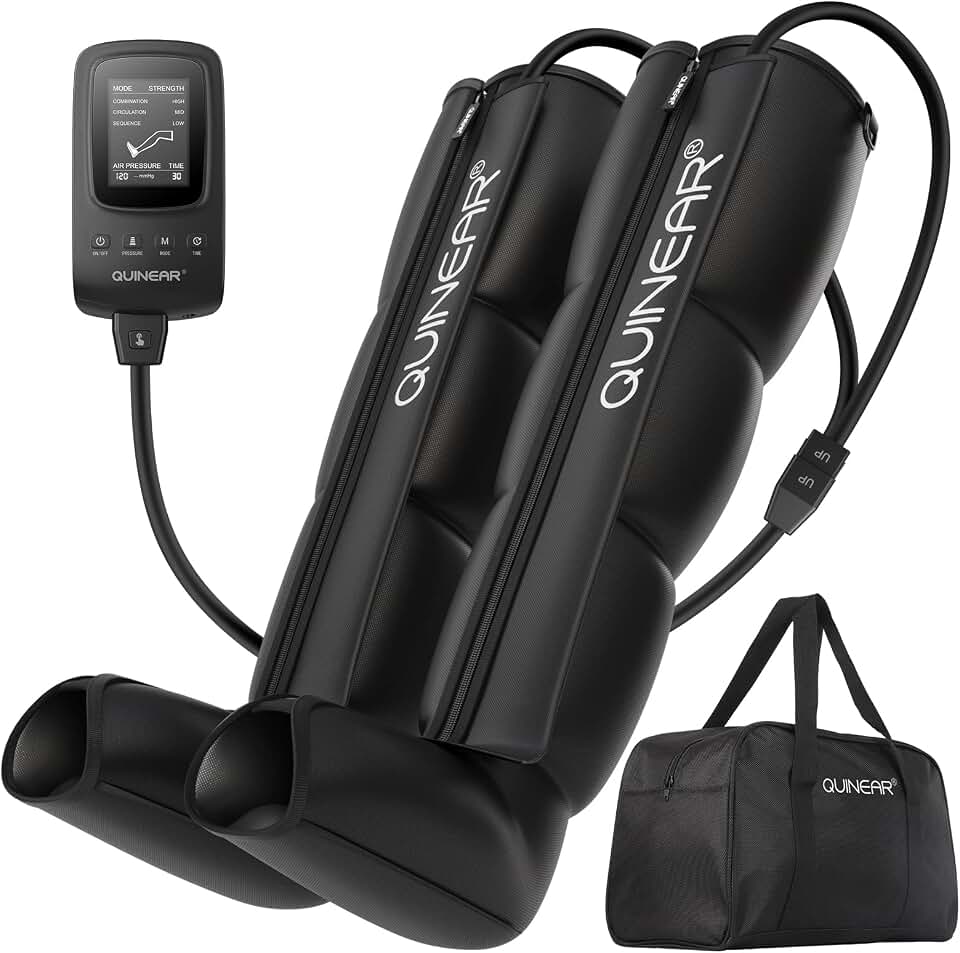 QUINEAR Leg Recovery Compression System for Athlete Post Workout, Professional Sequential Device for Massage Therapy, Foot and Leg Recovery Boots, Improve Circulation Reduce Muscle Soreness (Medium)