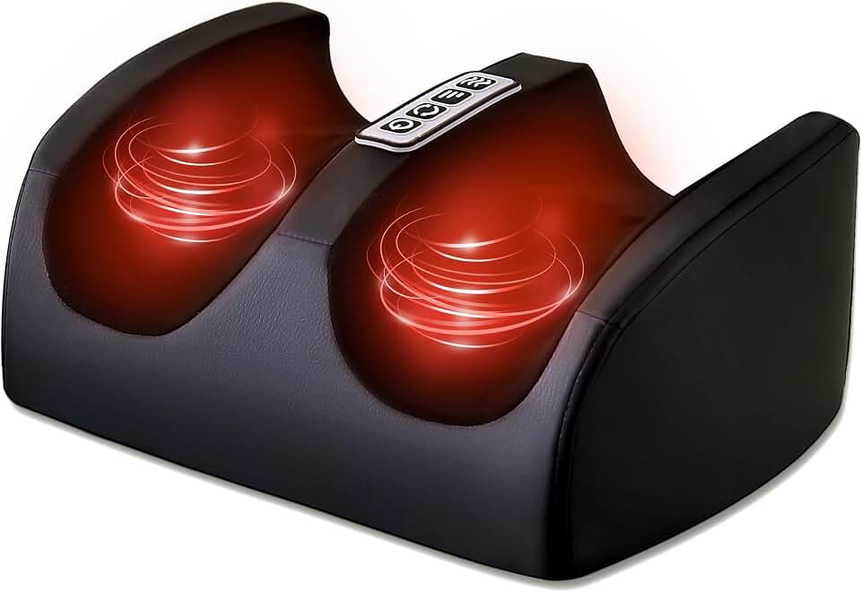 Foot Massager with Heat Electric Foot and Calf Massager Black | Deep Tissue Massage for Plantar Fasciitis, Neuropathy &amp; Pain Relief Shiatsu and Roller Home Gifts for Women Men Mom Dad Global Recycled Standard