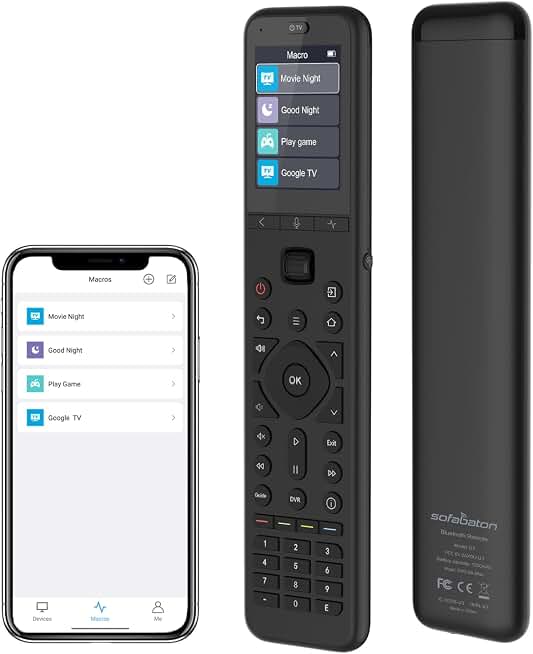 SofaBaton U3 Universal Remote Control,Scroll Wheel, Air Mouse,Bluetooth Multipoint,Smart Remote All in One with Customize Button, Works with IR/Bluetooth/RF Devices,Voice Control with Google Assistant