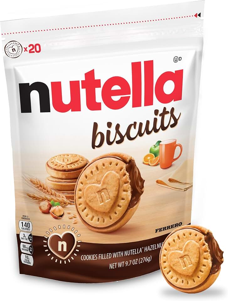 Nutella Biscuits Cookies Filled with Nutella Hazelnut Spread, Sweet Snack Pack, 9.7 oz.