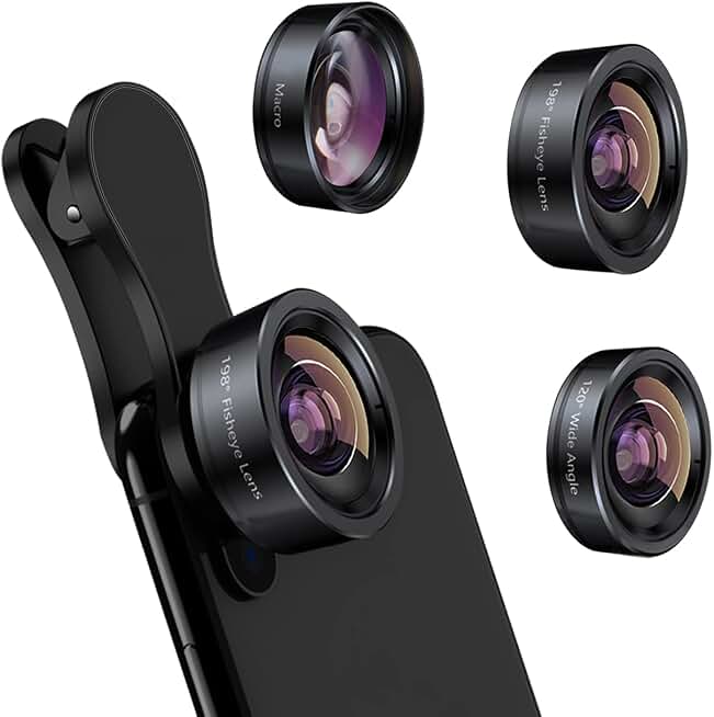 KEYWING 3in1 Phone Camera Lens Kit Fisheye+Wide Angle+Macro Lens for iPhone | 198° Fish Eye Lens + 120° Super Wide-Angle Lens + 20x Macro Lens for iPhone 6 7 8 X Pro Samsung Android Smartphone