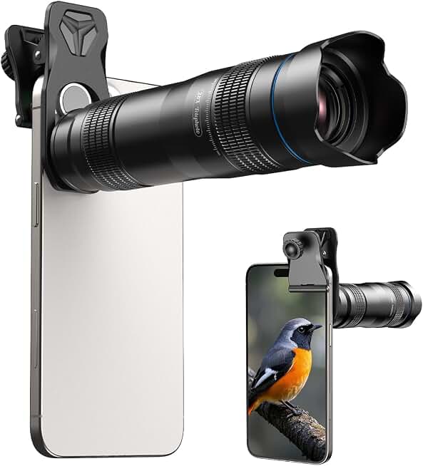 MIAO LAB 28X HD Telephoto Lens for iPhone/Samsung/Android, High Power Telephoto Camera Lens with Universal Clip Compatibility Most Smartphone - 28X