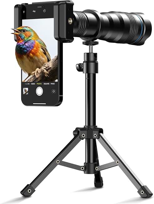 APEXEL 36X Telephoto Lens for iPhone and Android, iPhone Camera Lens Kit | Fixed 36X Manual-Focus Lens Kit with Tripod, Phone Holder and Eyecup for Birding, Sports and Scenic Viewing