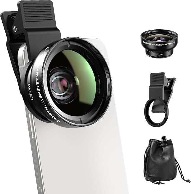 APEXEL 0.45x Wide Angle &amp; 12.5X Macro Lens, Clip-On Phone Camera Kit | for iPhone &amp; Android – Perfect for Selfies, Travel, and Close-Ups