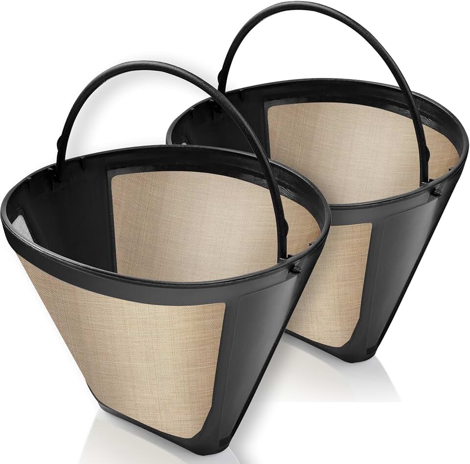 2-Pack #4 Reusable Permanent Cone Coffee Filters - Compatible with Cuisinart 10–14 Cup Brewers (DCC-3200, DCC-1200, DCC-3400) &amp; Ninja Coffee Makers - Stainless Steel Mesh, Dishwasher-Safe by GoodCups