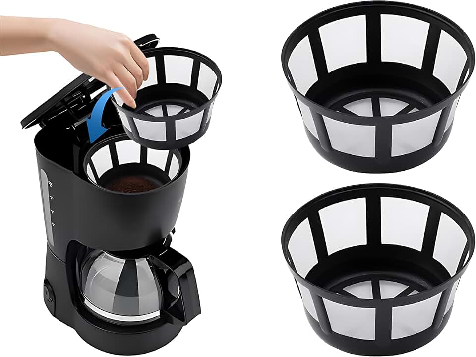 Reusable Coffee Filter 8-12 Cup Nylon Mesh Basket for Mr Coffee 2 Pack | Black and Decker Coffee Filter Brewers Proctor Silex Basket Replacement mr Coffee Permanent Filter 12 cup