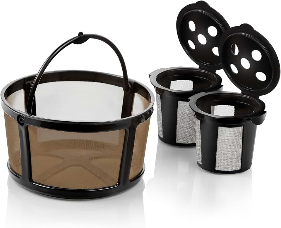 2 Reusable K Cups and Basket Coffee Filter for Keurig K-Duo Hot &amp; Iced Single Serve &amp; Carafe Coffee Maker with MultiStream Technology (Gen 2)