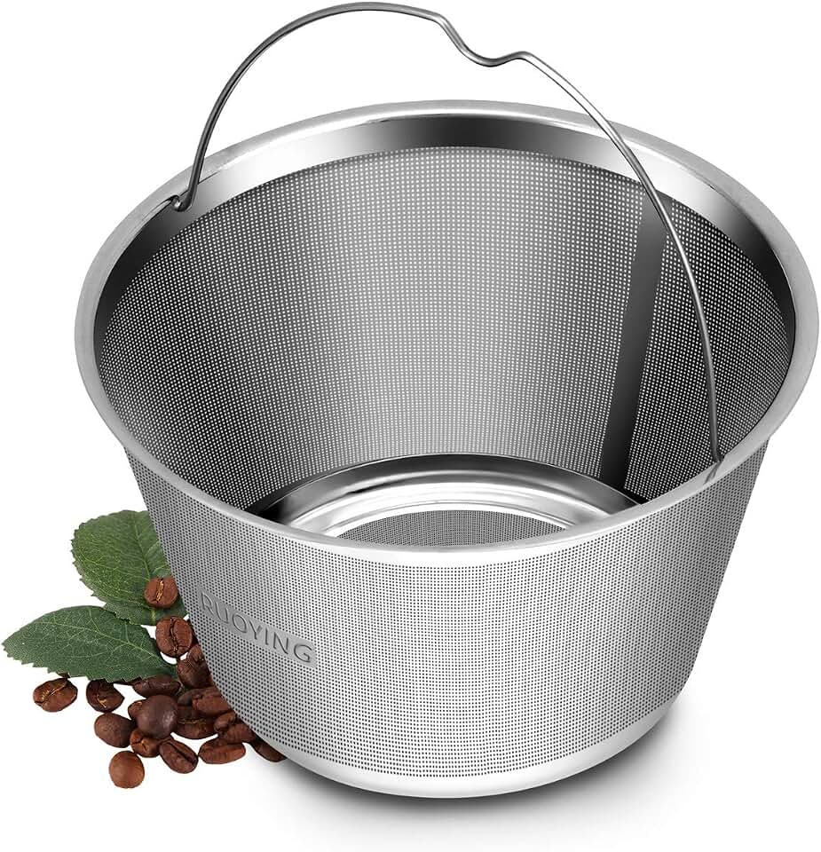 Reusable Stainless Steel Basket Coffee Filters, Fits Mr Coffee 4~5 Cup | 304 stainless steel, Paperless, Preserves Rich Coffee Flavor, Easy Rinse, Dishwasher Safe, Eco Durable.