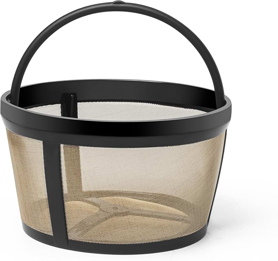 4 Cup Reusable Filter Basket With Mesh Bottom Fits MrCoffee Coffee Maker and Brewer - Permanent Filter Replacement for Mr Coffee Gold Basket-Style Filters 1-Pack