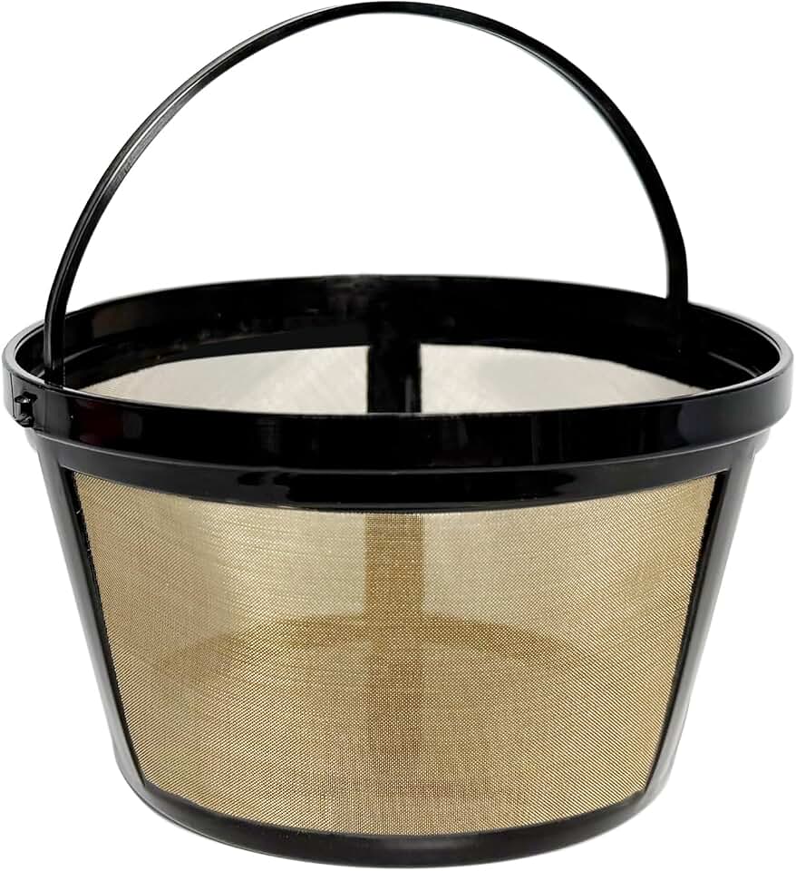 2-PACK Gold Reusable 8-12 Cup Basket Coffee Filter for Mr. Coffee Coffee Makers and Black &amp; Decker Coffee Maker | Compatible with Mr Coffee and Black and Decker 8-12 cup coffeemakers using standard basket style coffee filters