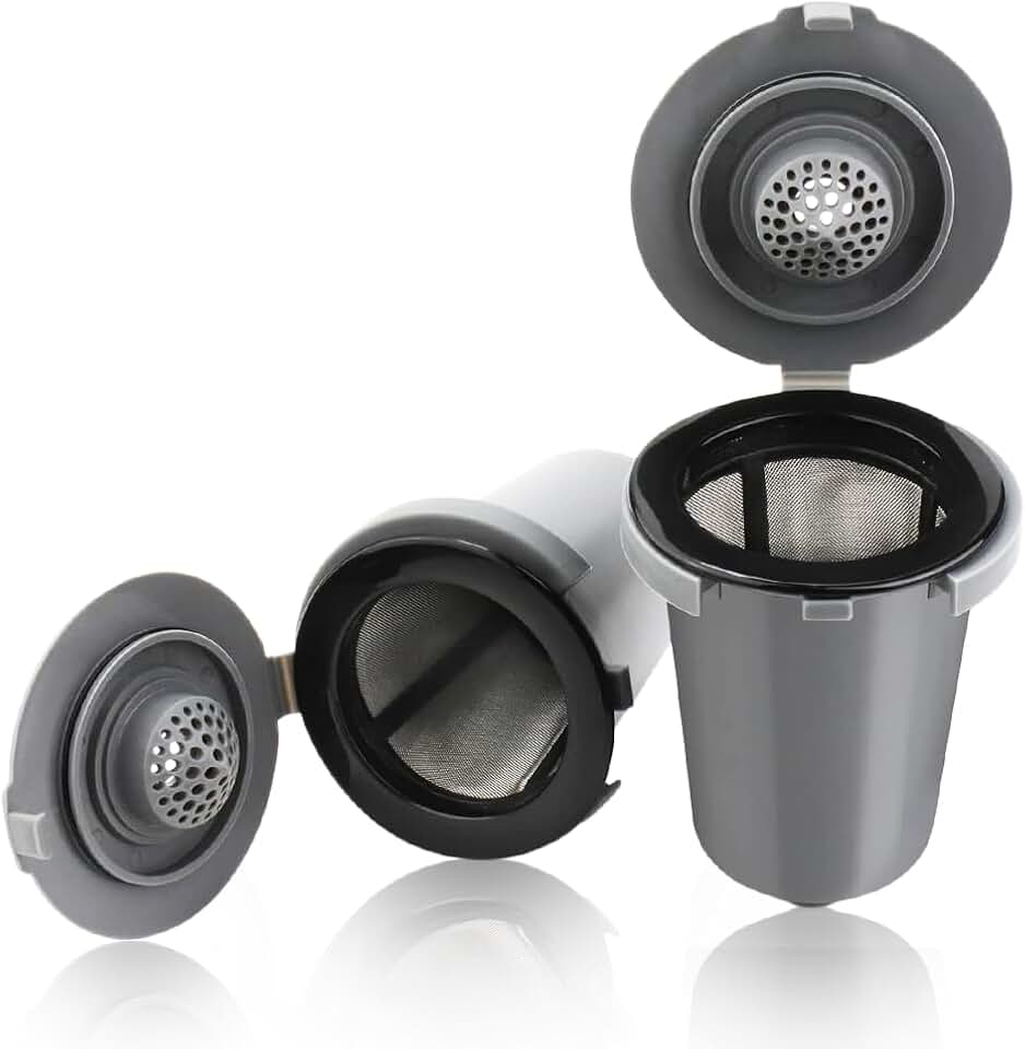Reusable Filter Cups for Cuisinart Coffee Makers - Premium Refillable Coffee Cups Compatible with Cuisinart Single Serve Coffee Machines (2 Pack with 2 Mesh Filters)