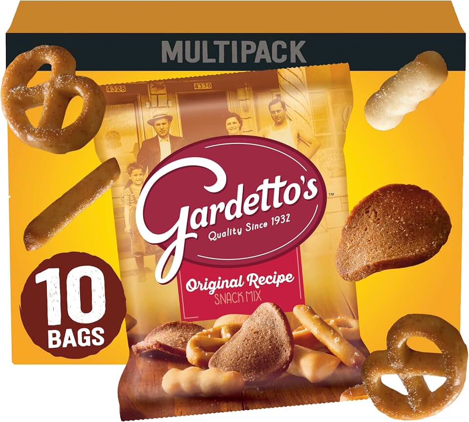 Gardetto's Original Recipe Snack Mix, Multipack, 10 ct, 17.5 oz | 10 Individually Wrapped Bags, Breadsticks, Pretzels &amp; Rye Chips, Kosher, Lunchbox-Friendly