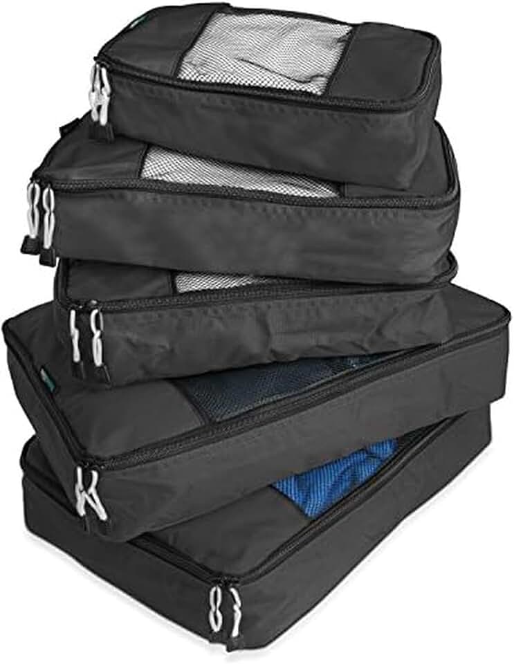 TravelWise Travel Wise Packing Cubes for Travel - 5 Piece Set with Pattern Design, Lightweight Ripstop Nylon Luggage Organizers with Mesh Panel, Small Medium Large Sizes