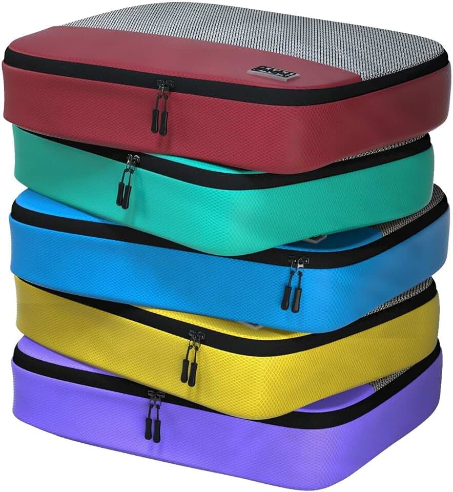 Dot&amp;Dot Large Packing Cubes for Travel - 5pc Packing Cubes for Suitcases - Lightweight Luggage Organizer Bags (Non-Compression)
