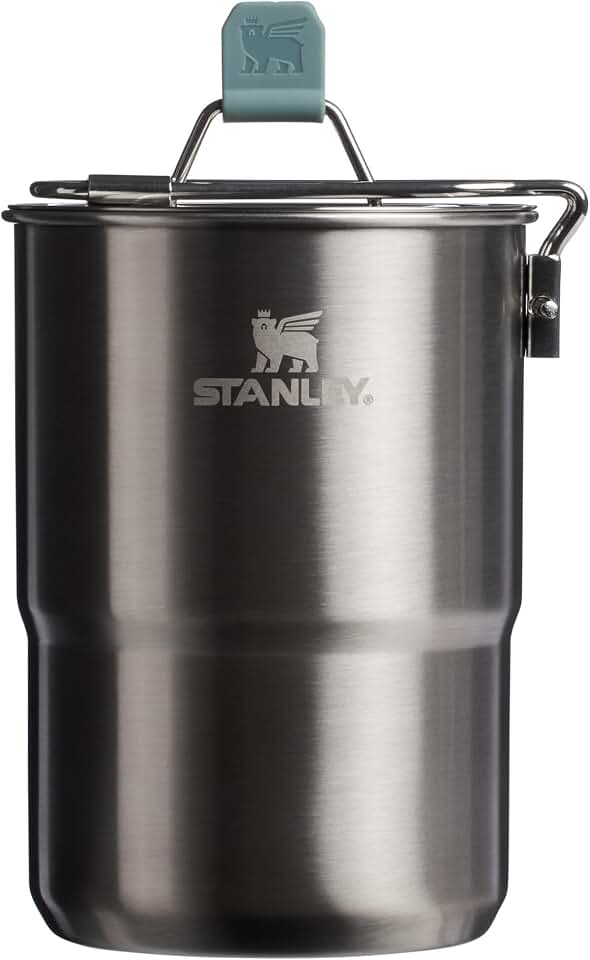 Stanley Wildfare Go 4-Piece Stainless Steel Two Cup Cook Set | 32 oz Pot and Lid with Fold &amp; Lock Handle | 2 Stacking Cups | Camping Essentials for Your Camp Kitchen | BPA-Free | Shale + Charcoal