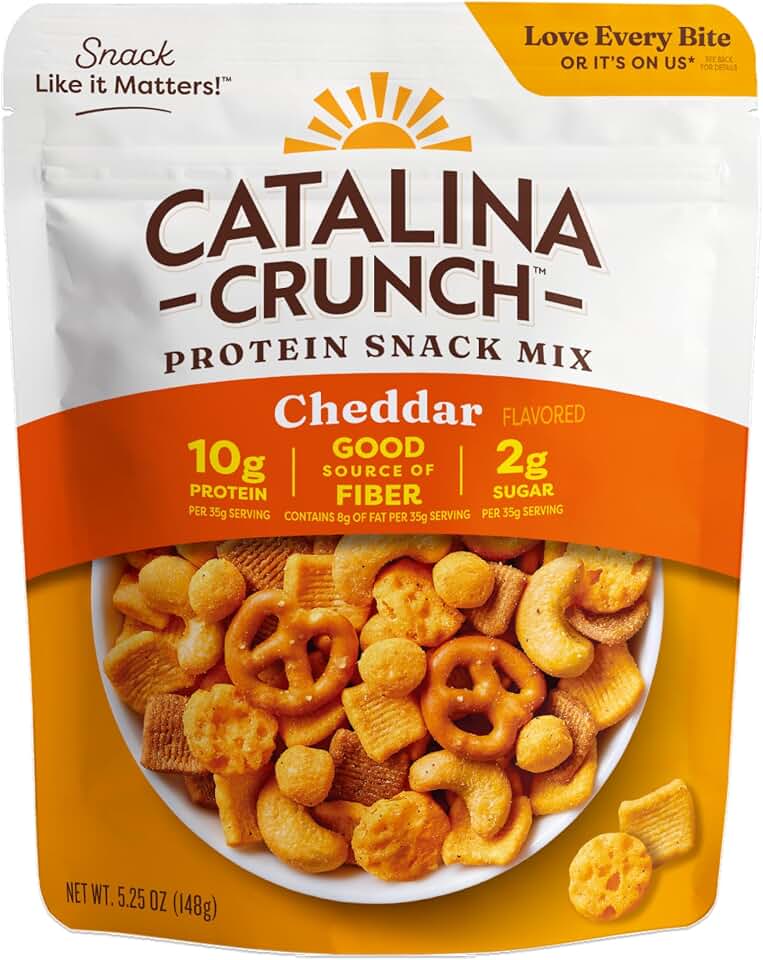Catalina Crunch Protein Snack Mix, Cheddar, 5.25 oz Bag (Pack of 1) | featuring Cheese Crisps, 10g Protein, 2g Sugar per Serving, Good Source of Fiber, Gluten Free, Packaging May Vary