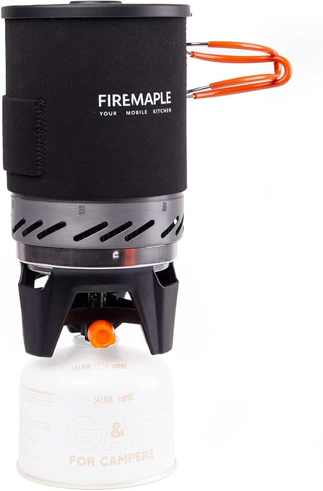 Fire-Maple Fixed Star 1 Backpacking and Camping Stove System, Black 18oz | 30% Faster Boil with HX Base, Piezo Ignition, Compact &amp; Durable, All-in-One Pot, Compatible with Most Canisters, Portable