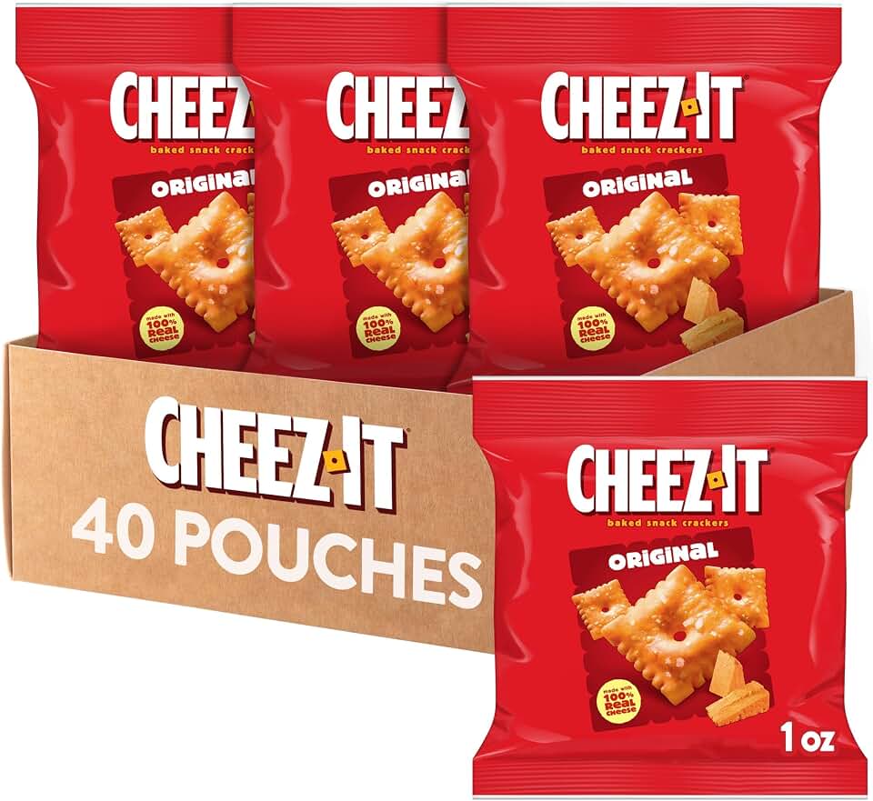 Cheez-It Cheese Crackers, Baked Snack Crackers, Lunch Snacks, Original (40 Pouches)