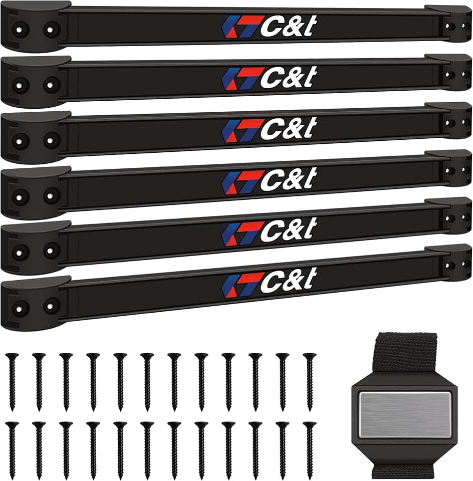 Magnetic Storage Organizer Tool Holder, Magnetic Tool Holder Strip, 6-Pack Magnetic Tool Bar,1-Pack Wrist Magnetic Holder for Garage,Shop and Kitchen | Garage Wall Mount Rack- Mounting Screws Included