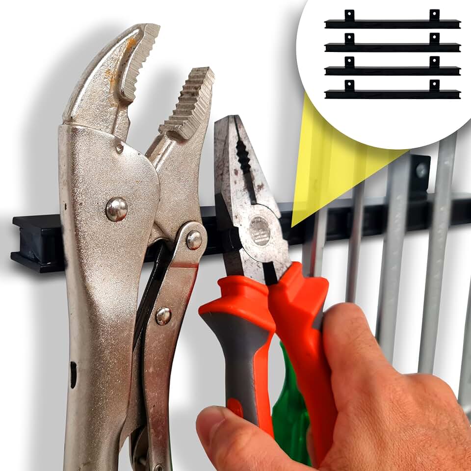 12" Heavy-Duty Magnetic Tool Holders (4 Pack - 48" Total) - Extremely Powerful Magnetic Pull Force to Hold Heavy Tools (Upgraded Version) - Professional Tool Bars/Strips Organizer