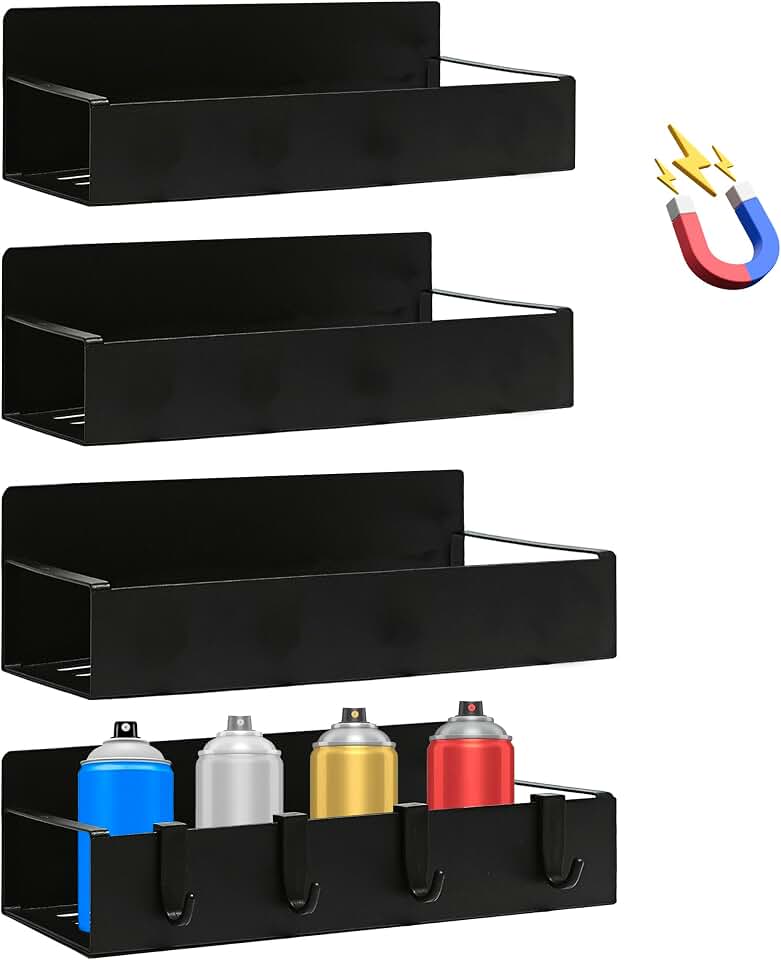 4 Pcs Magnetic Aerosol Spray Can Holder, Steel Magnet Toolbox Bottle Rack | Mechanic Paint Can Organizer, Tool Box Storage Rack, for Garage Home Workspace