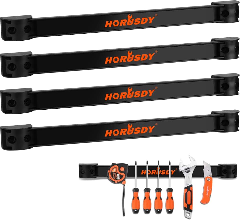 HORUSDY 12" Magnetic Tool Holder Strip, 4-Pack Tool Magnet Bar for Garage Organization, Shop Organization, Mounting Screws Included