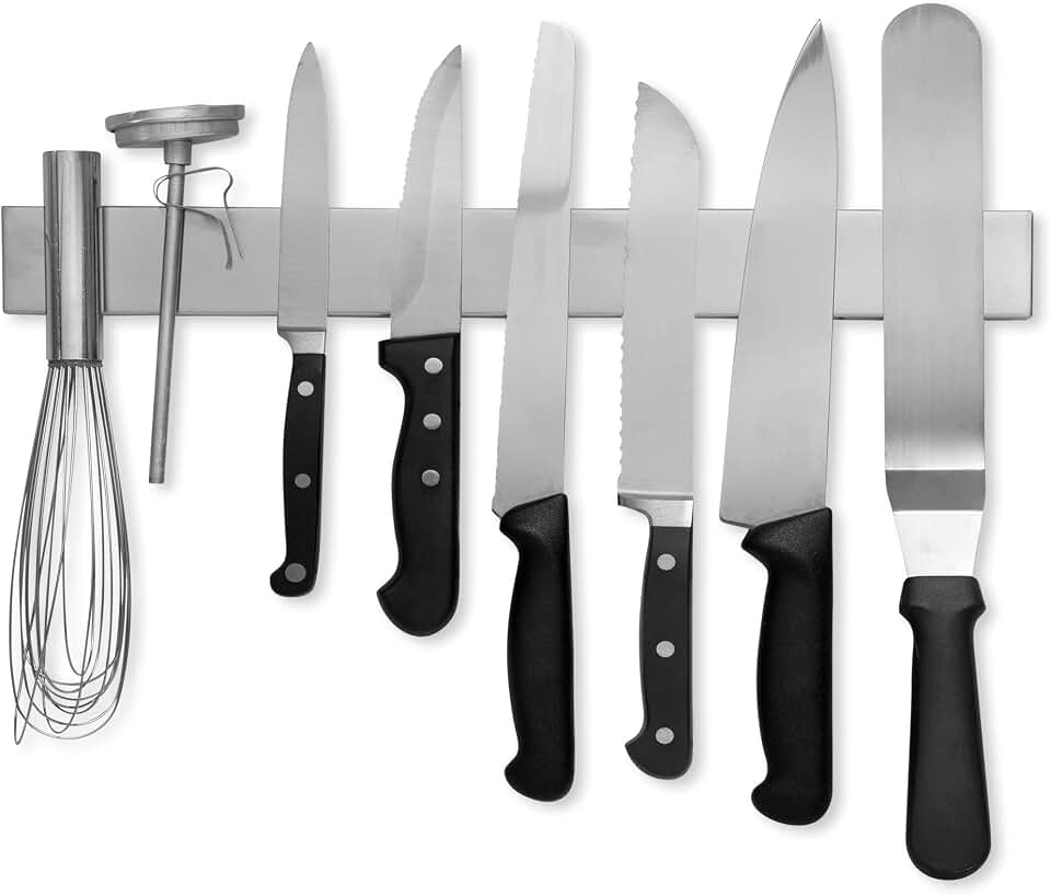 Modern Innovations 16 Inch Stainless Steel Magnetic Knife Bar with Multi-Purpose Functionality as a Knife Holder, Knife Strip, Magnetic Tool Organizer, Art Supply Organizer &amp; Home Organizer