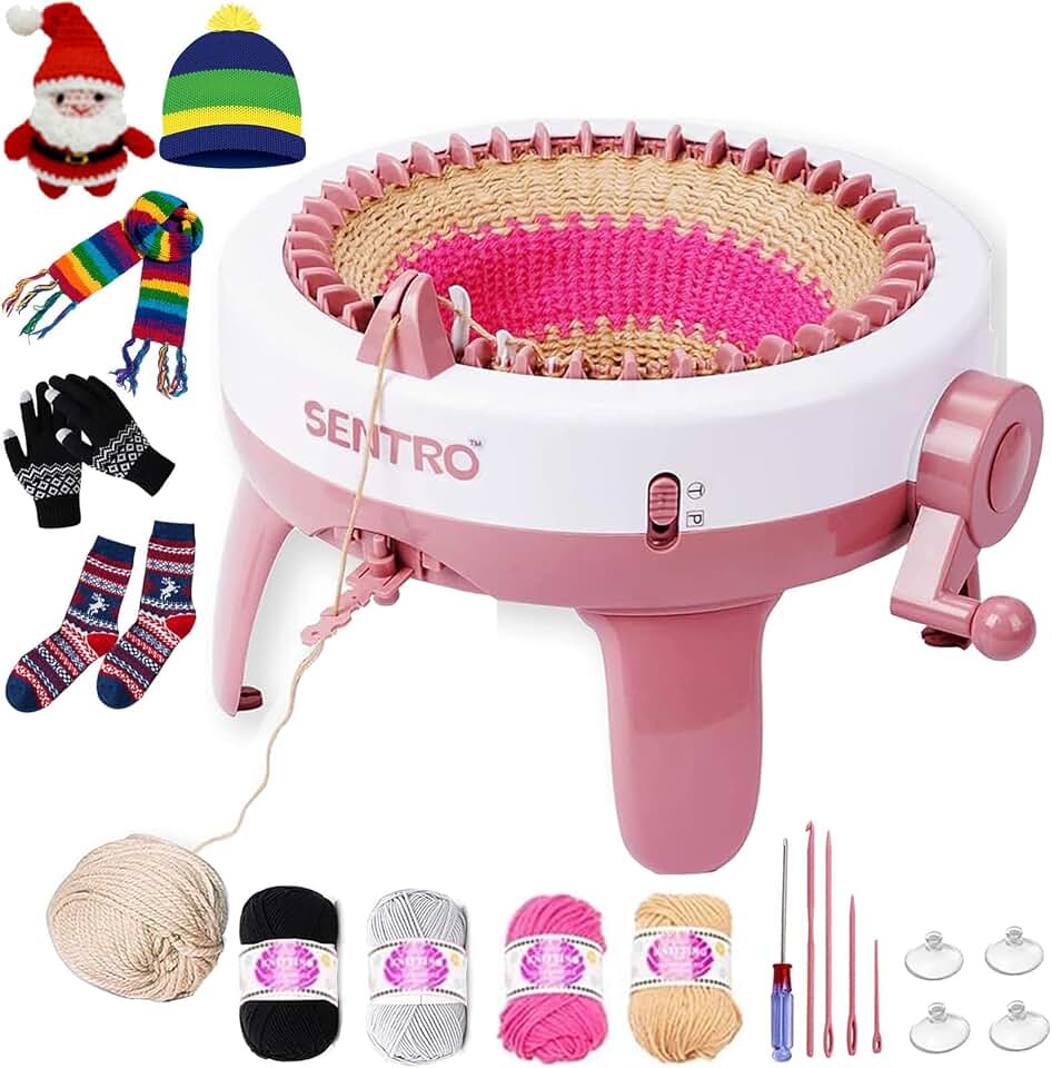 Sentro 48 Needle Knitting Machine with Row Counter, Dual Mode Knitting Loom | Smart Row Counter, Tube &amp; Panel Dual Modes, 4 Yarn Tensions, for Hats, Socks, Scarves, Gloves, Beginners &amp; Adults