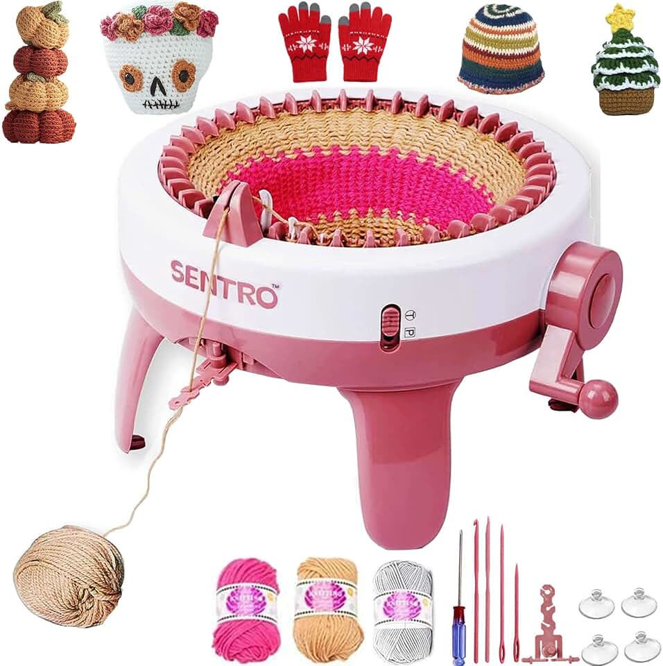 Cyandream SENTRO Knitting Machine 40 Needles, Circular Loom for Beginners | Dual Mode Panel &amp; Tube, 4 Yarn Tension Settings, ABS Plastic, for Beginners &amp; Artisans, DIY Hat Scarf Sock Glove Sweater
