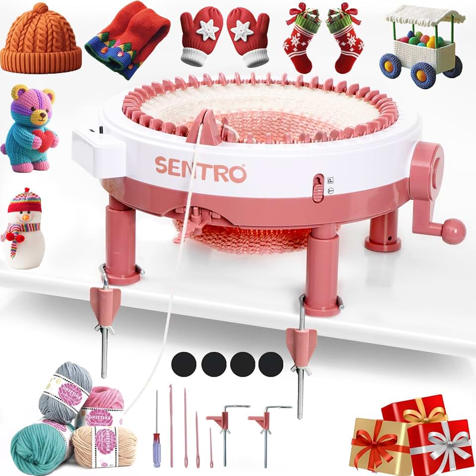 SENTRO Upgraded Knitting Machine 48 Needles,Smart Circular Crochet Machine | Powerful Knitting Kit with Gife Box, Knitting Gife for Adults Beginners, DIY Efficient Yarn Maker for Hat, Scarves, Socks